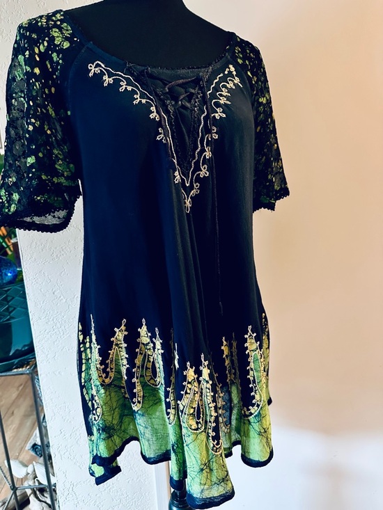 Advance Apparels Tops - Advance Apparels, Boho Blouse, Free Size, Blue, Green & yellow